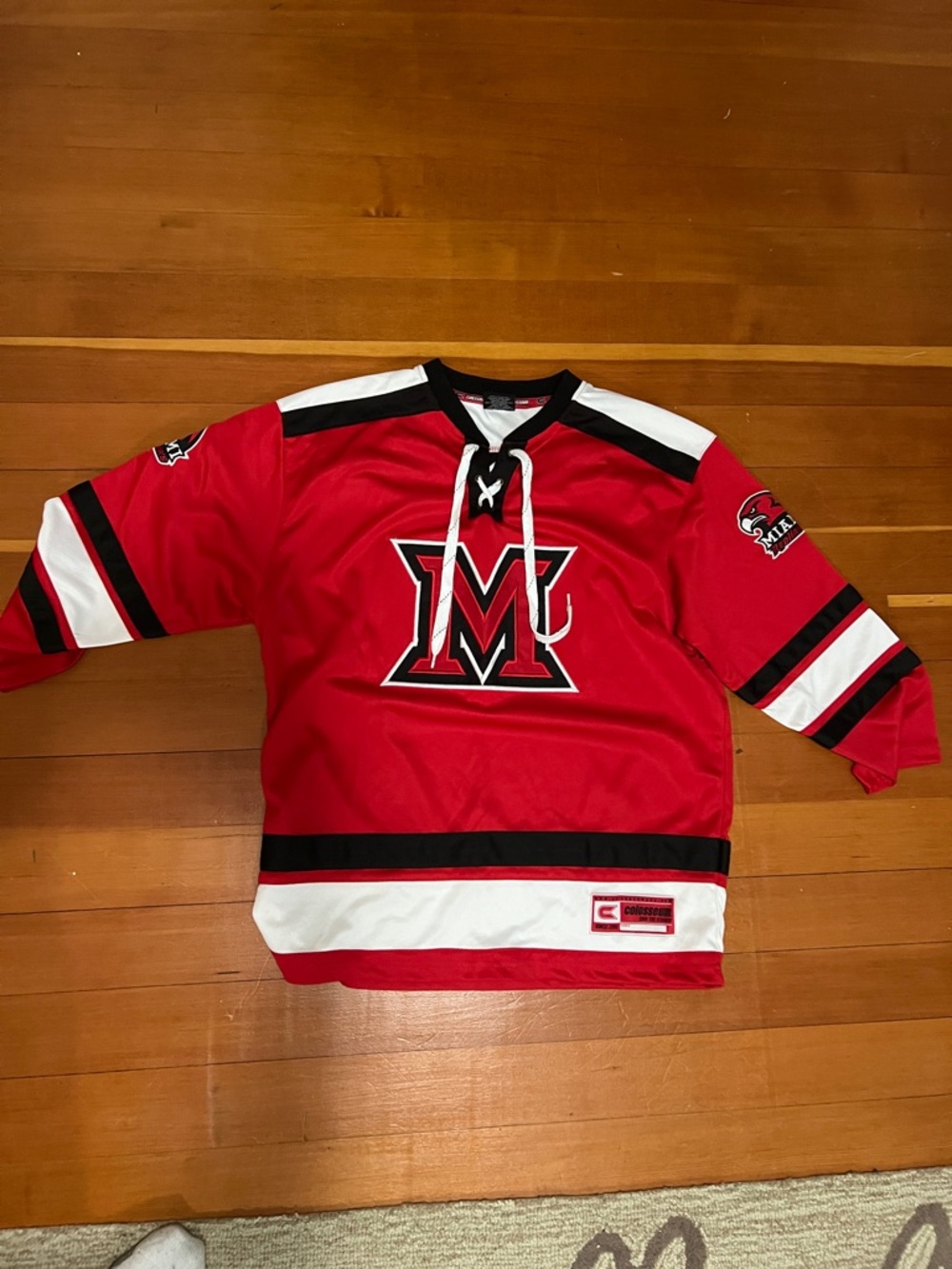 Colosseum Red and Black Miami University Hockey Jersey